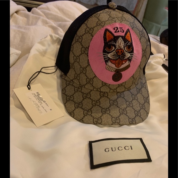Gucci Accessories - Gucci GG Supreme Pink Bosco Dog Baseball Hat M NWT